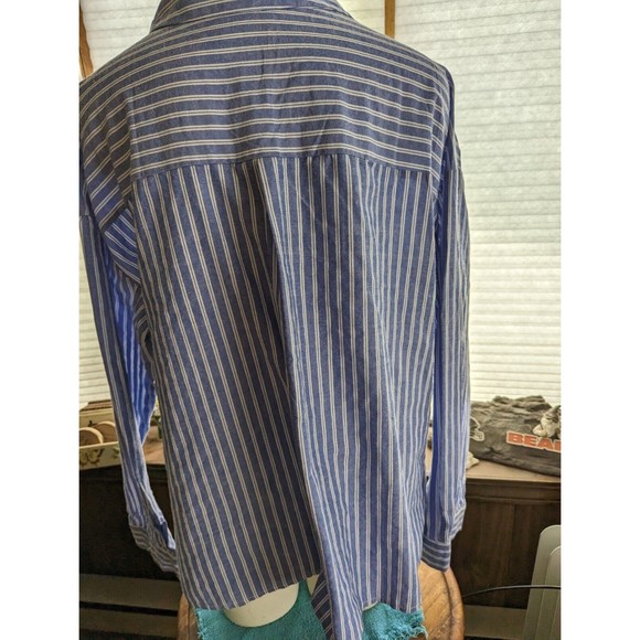 FHQ Collection Blue Striped LS Btn Down Sz 16 - Picture 4 of 5